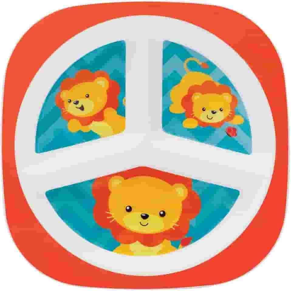 Buba Leãozinho Prato com Divisórias, Multicor, 22 x 22 x 2 cm