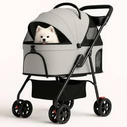 Carrinho Pet Luxo 2 em 1 Carrinho De Passeio + Bolsa De Transporte Removível Portátil Cachorro ou Gato Com Tela Respirável