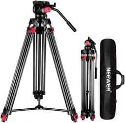 Tripé de Vídeo 200cm Profissional Tripé de Câmera de Liga de Alumínio com Cabeça de Arrasto Fluido de 360°, Placa de Liberação Rápida Compatível com Câmeras Dslr e Outras Câmeras de Vídeo