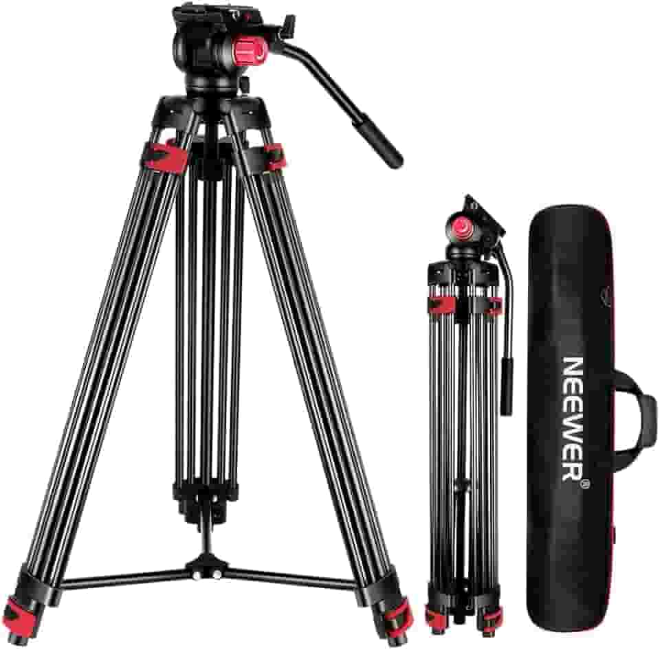 Tripé de Vídeo 200cm Profissional Tripé de Câmera de Liga de Alumínio com Cabeça de Arrasto Fluido de 360°, Placa de Liberação Rápida Compatível com Câmeras Dslr e Outras Câmeras de Vídeo