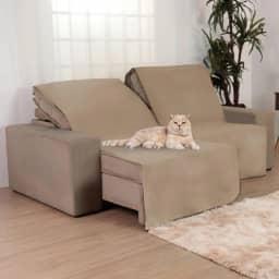 Manta Capa Protetora Para Sofá Retrátil Anti Arranhão Gato 2,20m Bege