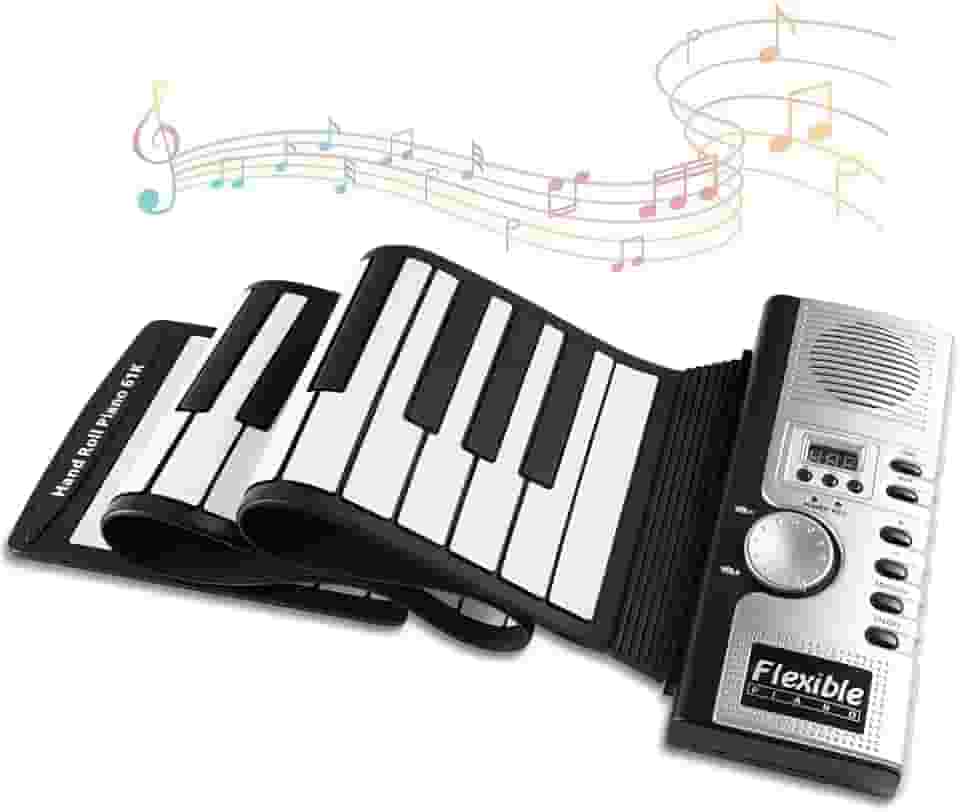 Teclado Musical, Piano, Piano Digital, Teclado 61 Teclas, Teclado Piano, Piano de Enrolar, Piano de Teclado Portátil, 128 Tons Diferentes, Teclado para Iniciantes, Teclado Instrumento, Piano Eletrico