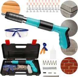 Pistola Finca Pinos Profissional para Concreto, Aço e Madeira – Kit Completo com 20 Pinos, Maleta e Acessórios de Fixação