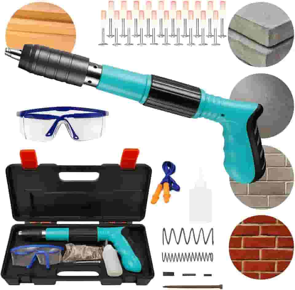 Pistola Finca Pinos Profissional para Concreto, Aço e Madeira – Kit Completo com 20 Pinos, Maleta e Acessórios de Fixação