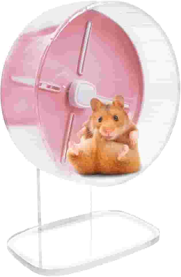 kathson Roda de exercício para hamster Rodas de corrida silenciosas de 25 cm com suporte para hamsters, gerbos, ratos e outros animais de estimação pequenos (rosa)