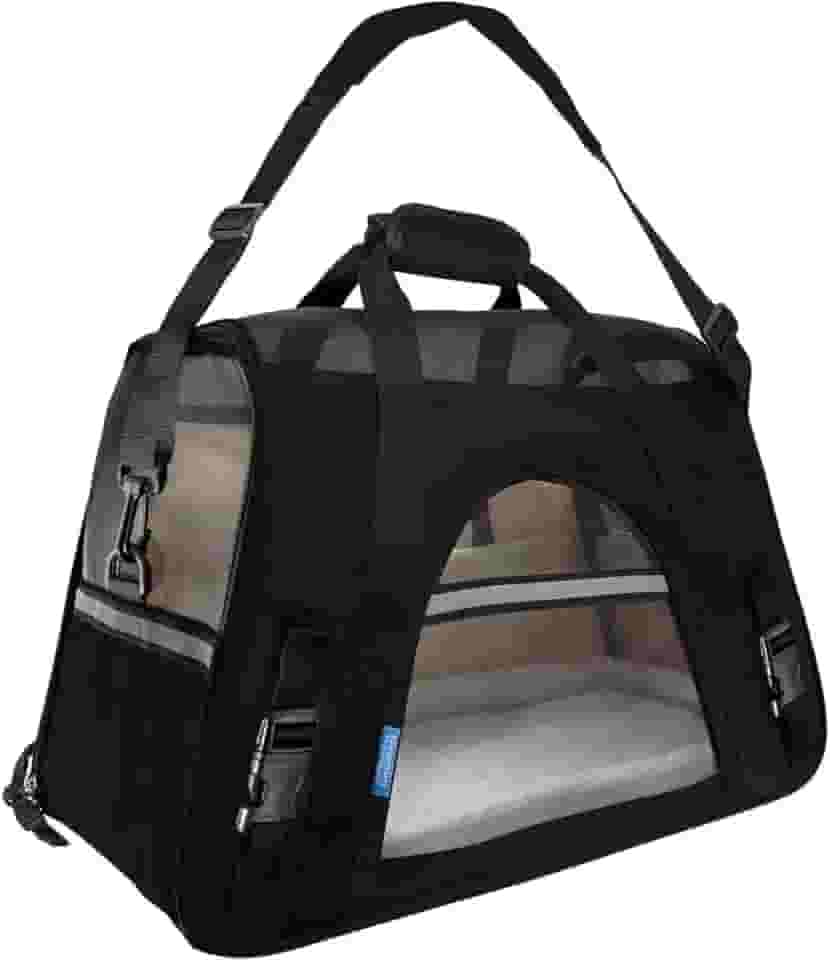 Bolsa Transporte Pet 52x35x25 Preta Passeio Viagem Carro Avião Para Cães e Gatos Até 8kg