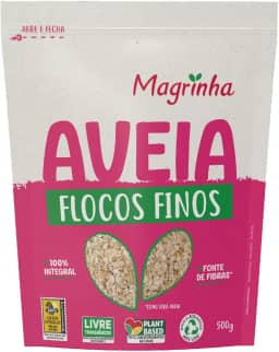 Aveia Da Magrinha 500g – Flocos Finos, Integral, Fonte de Fibras, Sem Lupas de Alto Teor, Ideal para Mingaus, Receitas e Café da Manhã Saudável