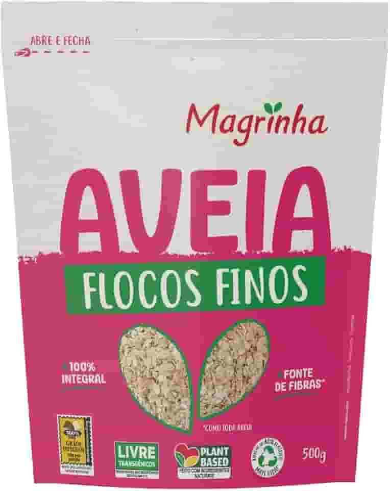 Aveia Da Magrinha 500g – Flocos Finos, Integral, Fonte de Fibras, Sem Lupas de Alto Teor, Ideal para Mingaus, Receitas e Café da Manhã Saudável