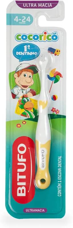 Escova de Dente Infantil Bitufo Cocoricó Primeiro Dentinho Ultramacia para 4 a 24 meses, Bitufo