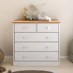 IDIMEX Cômoda Madeira com Gavetas Quarto Infantil cor Branco Freijó Rondo 80 cm