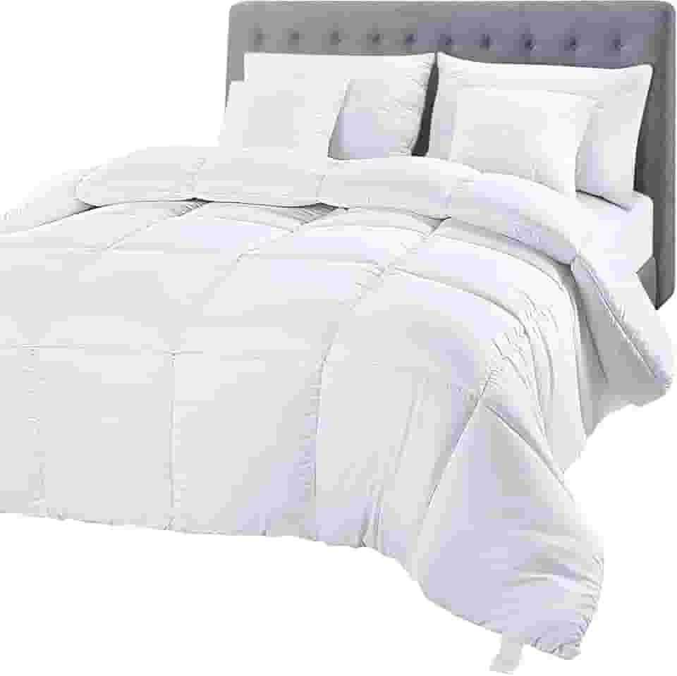 Utopia Bedding Edredom edredom – Edredom acolchoado com abas de canto – Edredom alternativo costurado em caixa (Queen, branco)