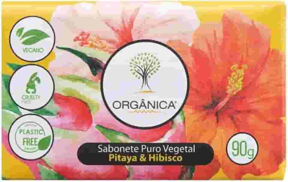 Orgânica Sabonete em Barra Puro Vegetal Vegano 90g Pitaya e Hibisco