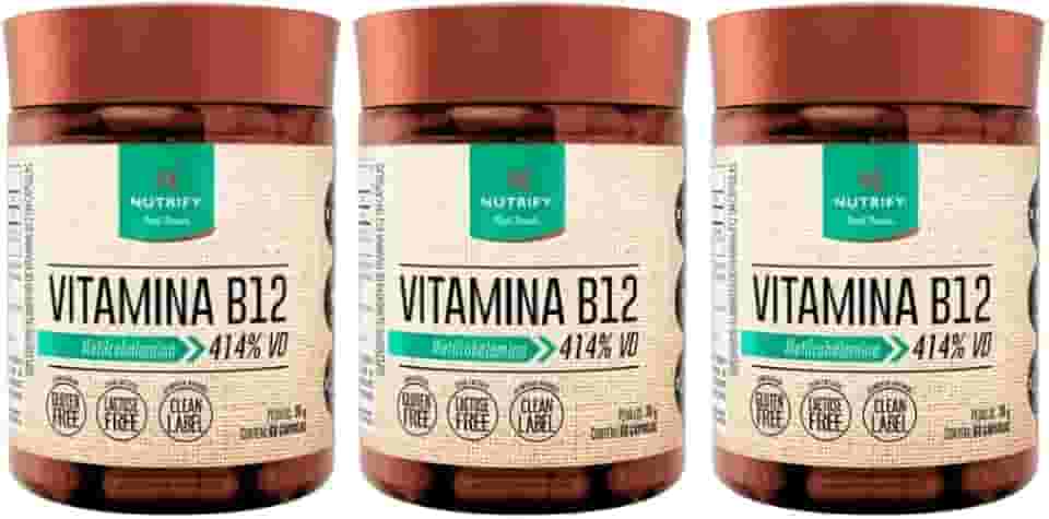 Combo 3 unidades Vitamina B12 Metilcobalamina 414% VD - 60 Cápsulas
