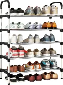 Sapateira Vertical 5 Andares, Organizador Multiúso,15 Pares, Montagem Fácil, Antiderrapante, Divisórias, Objeto (Sapateira 5 Andares)