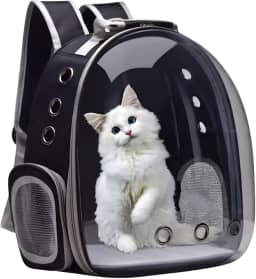 Mochila De Transporte Para Pets Cachorros E Gatos Com Ventilação Transparente E Visão Panorâmica Bolsa Astronauta Passeio Animal De Estimação Portátil (Preto)