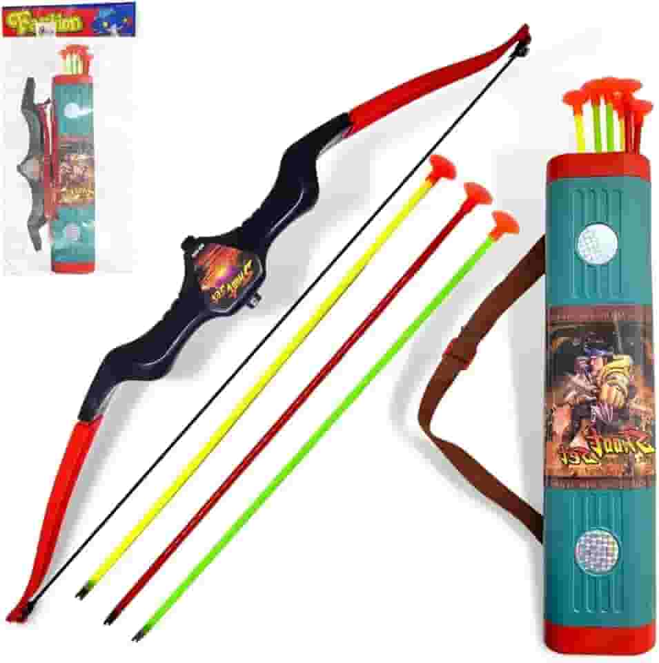Kit Arco e Flecha Infantil com Aljava, 64cm, 6 Flechas com Ventosa, Brinquedo para Crianças +5 Anos