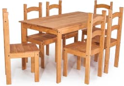 Conjunto Mesa de Jantar 6 Lugares com 6 Cadeiras em Madeira Maciça Mel - Móveis Britz