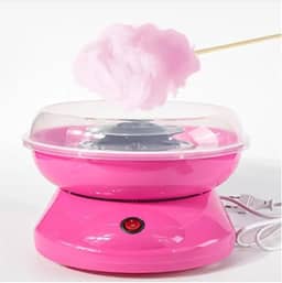 Máquina de Algodão Doce Elétrica Portátil 110V – Mini Maker Compacta com Ventosas, 500W de Potência, Fácil de Usar e Ideal para Festas e Crianças (Rosa)