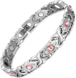 Pulseira Magnética Prateada Unissex Zircônia Bracelete