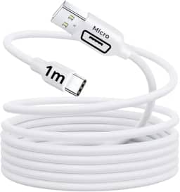 Cabo Micro USB 1 Metro Carregamento Rápido 18W Sincronização de Dados Reforçado Premium Compatível com Android Celulares Smartphones Tablets Power Bank Branco Resistente Durável Universal 10CLICK