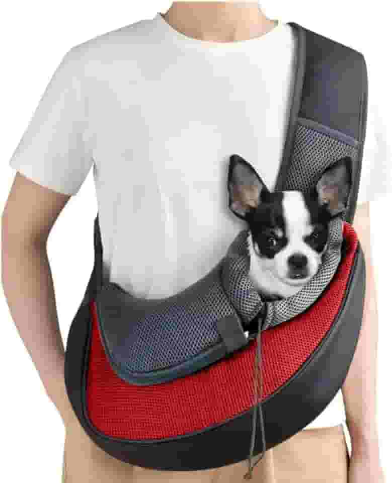 Mochila Bolsa Canguru Transversal Para Viagem Passeio Transporte para Cachorro e Gato Tecido Respirável, Alça Ajustável e Bolsos Laterais cores sortidas Peso maximo suportado: 5kg