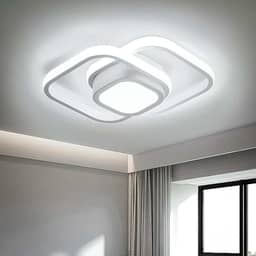 BEMMY Luminária de Teto, Lustre Quadradocom Holofote, Quarto, Cozinha, Sala de Estar, Decoração, Lustre Regulável 3 Cores de Luz Ajustáveis 85-265V(Branco)