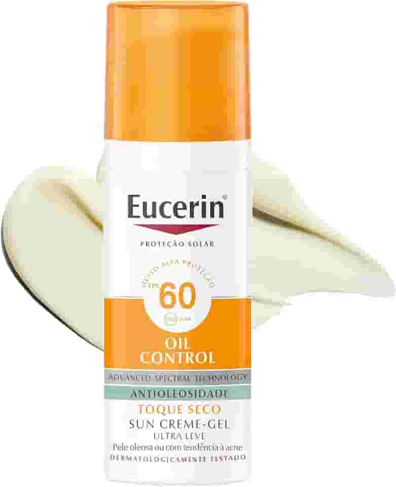EUCERIN Protetor Solar Facial Oil Control FPS 60 50ml, Antioleosidade, Rosto, Proteção UVA, UVB e Luz Visível