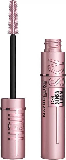 Maybelline NY Lash Sensational Sky High Máscara de Cílios Lavável, Escova Flexível, Alongamento Sem Limites com Extrato de Bambu e Fibras, Impacto de Todos os Ângulos, Preto 7,2ml