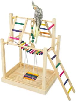 Playground Parquinho Com Brinquedo Para Calopsita e Outras Aves