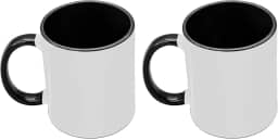 Canecas de sublimação 325 ml, interior e alça preta - Xícaras de café premium para projetos de prensa térmica - Design versátil de caneca de café ideal para criações personalizadas, conjunto de 2