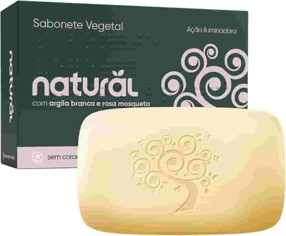 NATURAL Sabonete com Argila Branca e Óleo de Rosa Mosqueta - Base Vegetal - Hidratação - Antioxidante e Calmante - Uniformiza o Tom da Pele - Vegano - 80g