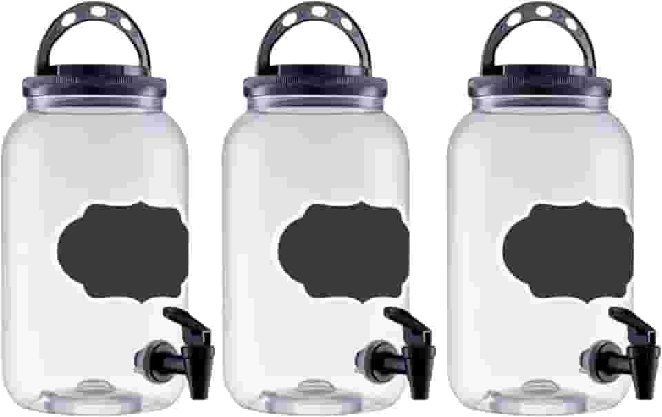 Kit Com 3 Suqueira Com Torneira Para 3,6 Litros Alça E Lousa (Preto)