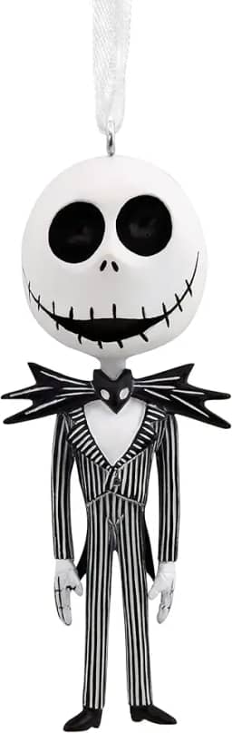 Hallmark Enfeite de Natal de Jack Skellington de O Estranho Mundo do Pesadelo de Tim Burton da Disney, resina, 3,5 x 9 x 3,1 cm,