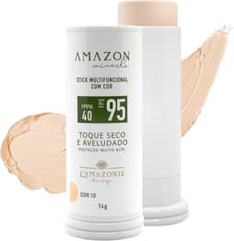 L'AMAZONIE - Bastão Multifuncional Com Cor FPS 95 FPUVA 40 - Filtro Solar & Base - Proteção, Tratamento & Beleza - Vitamina C, Vitamina E & Ácido Hialurônico - Aplicação Prática - COR 10