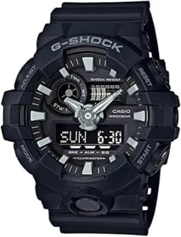 Relógio masculino G-shock Ana Digi All Black, resistente à água de 200 metros com dia e data GA-700-1B, Preto, esportivo