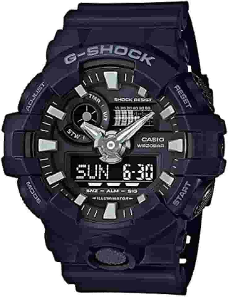 Relógio masculino G-shock Ana Digi All Black, resistente à água de 200 metros com dia e data GA-700-1B, Preto, esportivo