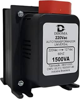 Transformador de Voltagem Bivolt 1500VA Disoma – 110V para 220V e 220V para 110V, com Protetor Térmico e Acabamento Metálico Suporta até 850W