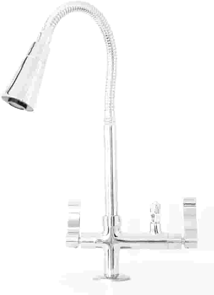 Torneira Flexível de Mesa Cozinha Saída para Purificador 1/4 de Volta Tubo Cromado Dois Jatos Samer