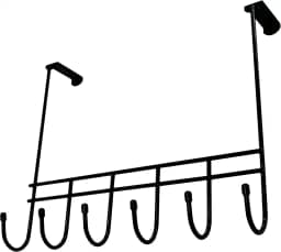 Cabideiro Para Porta Sem Furo 6 Ganchos Preto