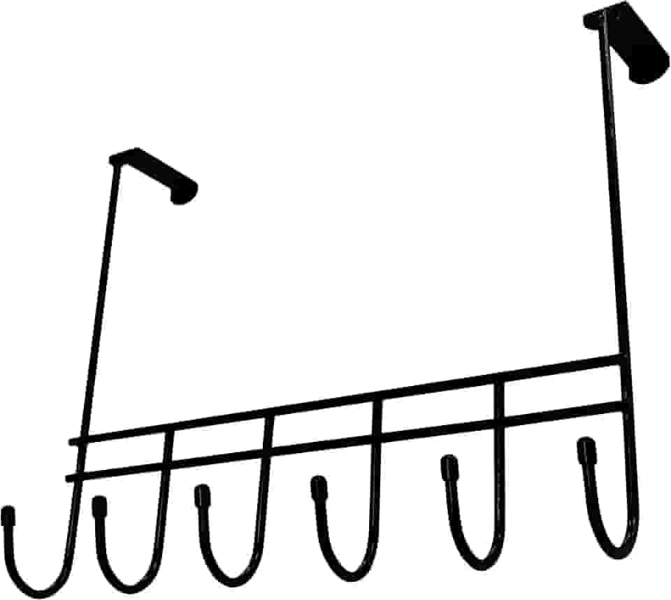 Cabideiro Para Porta Sem Furo 6 Ganchos Preto