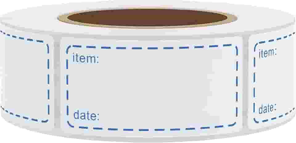 500 etiquetas de congelador adesivos removíveis de armazenamento 1 x 5 polegadas à prova d'água resistentes a óleo etiquetas de cozinha para geladeira (azul)