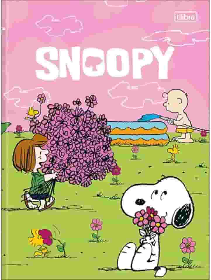 Caderno Snoopy TILIBRA Universitário BROCHURA - 80 Folhas (Fundo Rosa)