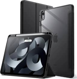 JETech Capa para iPad Air 11 Polegadas M3/M2 (2025/2024), iPad Air 5/4 (10,9 Polegadas, Modelo 2022/2020) com Porta Pencil, Capa Traseira Transparente e Claro, Suporte Fino (Preto)