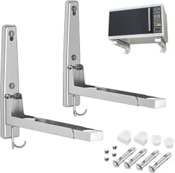 Suporte Para Microondas,Suporte Para Microondas de Parede,Suporte de Parede em Aço Carbono Para Forno e Micro-Ondas,Com Gancho,Comprimento Ajustável,Instalação Prática