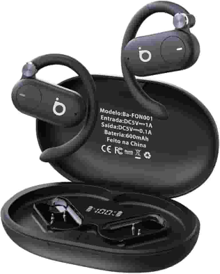 Fones de Ouvido Sem Fio Basike D91, Bluetooth 5.4, Estéreo Hi-Fi, Tela LED, 100h Standby, Leve e Confortável, Ideal para Corrida e Exercícios (Preto)