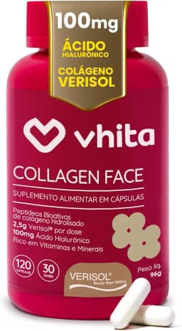 Colágeno Hidrolisado Verisol Com Ácido Hialuronico 120 Cápsulas - Vhita