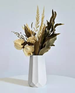 Arranjo De Flores Secas Decorativo Vaso Garrafa Losangos