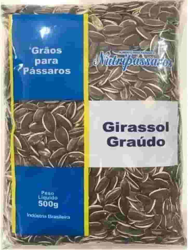 Grãos Nutripássaros Sementes de Girassol Graúdo para Pássaros 500g