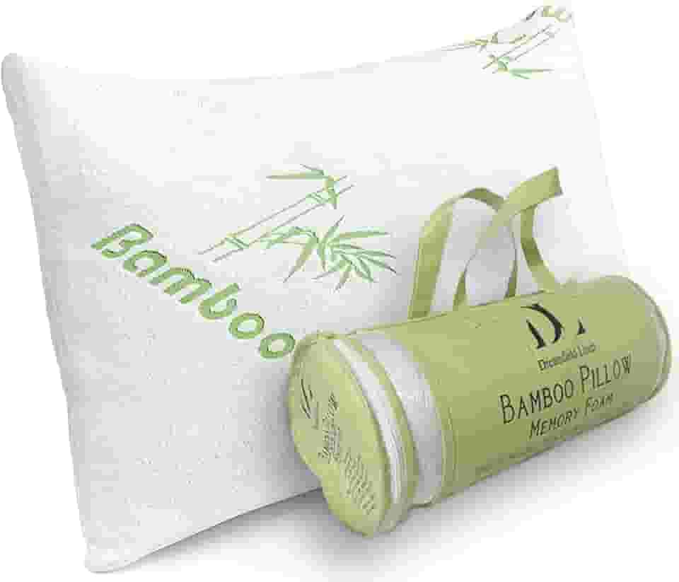 Travesseiro de bambu – Travesseiros de cama com espuma viscoelástica desfiada refrescante com capas hipoalergênicas – Alivia a dor no pescoço, ronco e ajuda com a asma – dormindo nas