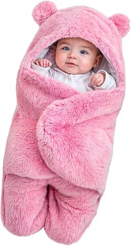 Saco de dormir Casulo Cobertor Enroladinho Sweddle Bebê (Rosa)